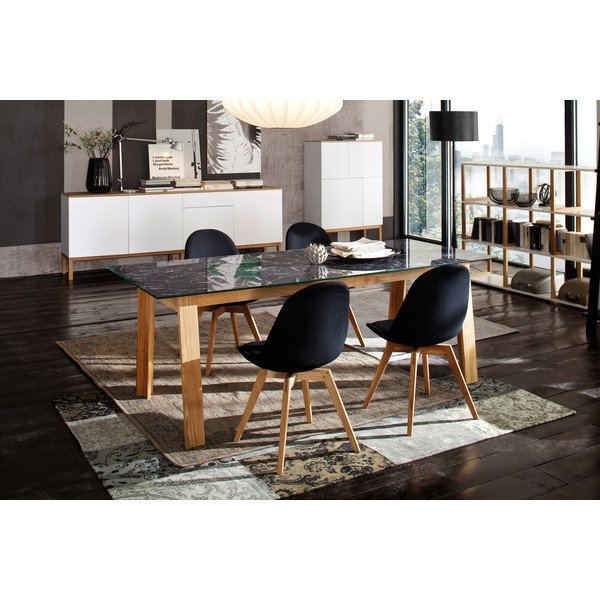 Bela komoda s 4 vrati in hrastovimi nogami Tenzo Patch, 92 x 138 cm-image-4