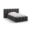 Antracitno siva oblazinjena postelja s prostorom za shranjevanje in z letvenim dnom 90x200 cm Lupine – Micadoni 