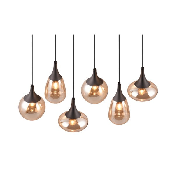 Črna/oranžna viseča svetilka s steklenim senčnikom Lumina – Trio-image-1