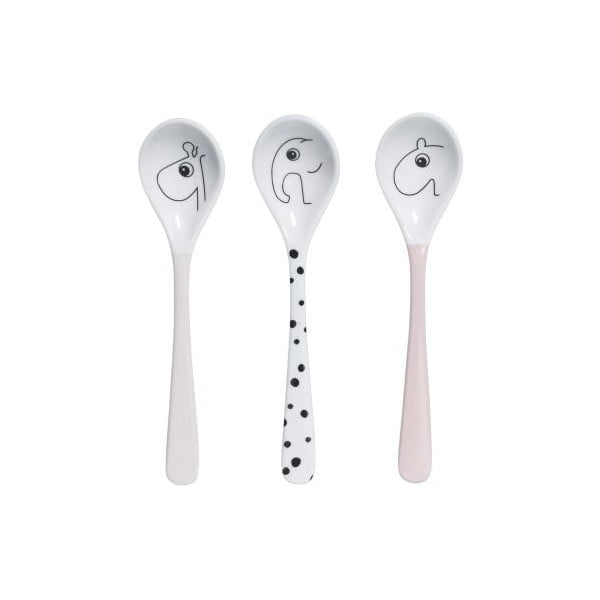 Komplet 3 roza jedilnih žlic Done by Deer Happy Dots