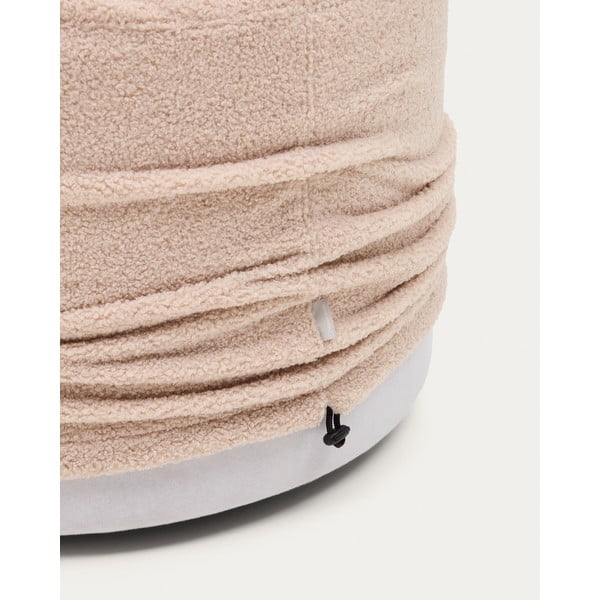 Svetlo rožnat tabure iz tkanine bouclé Kaeli – Kave Home-image-2