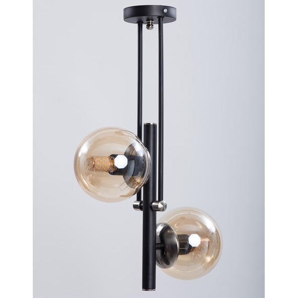 Črna stropna svetilka s steklenim senčilom ø 15 cm Libra – Squid Lighting-image-2