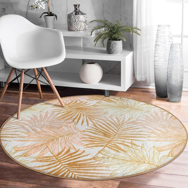 Rumena pralna okrogla preproga primerna za robotski sesalnik ø 80 cm Comfort – Mila Home-image-4