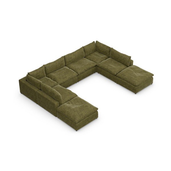 Zelena kotna sedežna garnitura (v obliki črke "U") Moonlight – Furninova -image-3