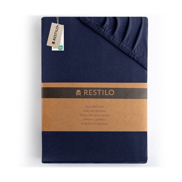 Temno modra napenjalna rjuha iz jerseyja 200x200 cm Amber – Restilo-image-4
