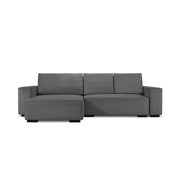 Svetlo siva žametna raztegljiva sedežna garnitura Mazzini Sofas Azalea-image-2