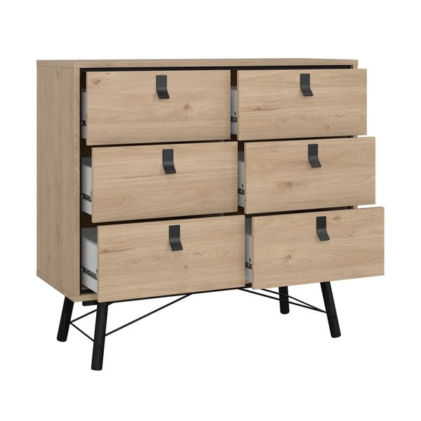 Nizka komoda v hrastovem dekorju v naravni barvi 102x99 cm Ry – Tvilum-image-4