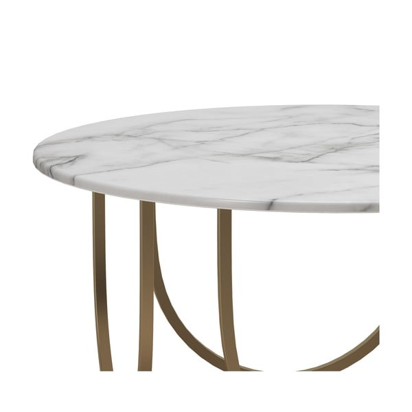 Bela/zlata okrogla klubska mizica v marmornem dekorju ø 79 cm Gwyneth – CosmoLiving by Cosmopolitan-image-4