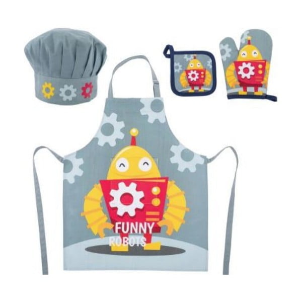 Bombažni otroški kuhinjski set 4 kos Robot - Tiseco Home Studio-image-2