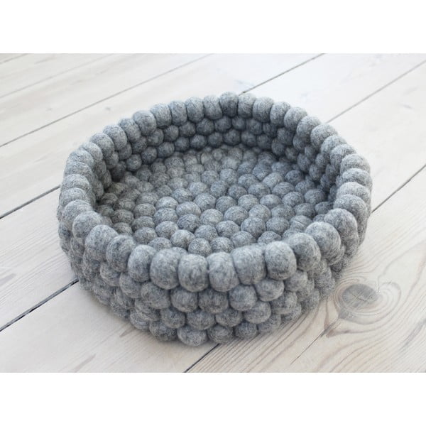 Jekleno siva košara za shranjevanje iz volnenih kroglic Wooldot Ball Basket, ⌀ 28 cm
