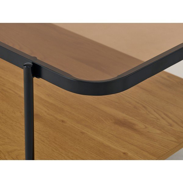 Klubska mizica s stekleno mizno ploščo v naravni barvi 60x120 cm Hassel – Unique Furniture-image-1
