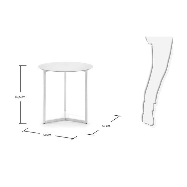 Bela dodatna mizica Kave Home Marae, ⌀ 50 cm-image-3