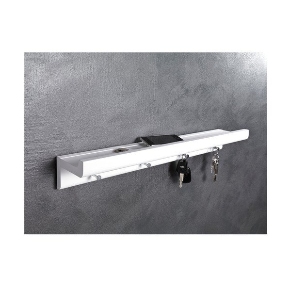 Bel stenski obešalnik iz masivne jelke s polico Trays – Tomasucci-image-3