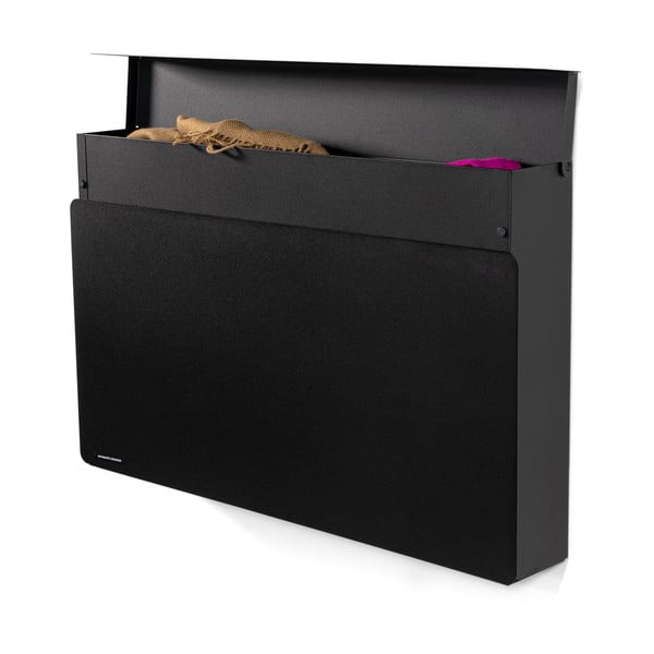 Črna kovinska preklopna/stenska omarica za čevlje 78x48x13 cm Luigi – Spinder Design-image-2