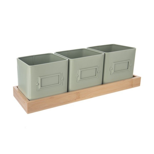 Kovinski cvetlični lonci v kompletu 3 ks za zelišča Greenish – Orion-image-3