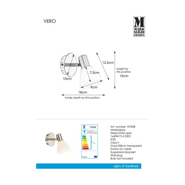 Stenska svetilka v belo-srebrni barvi Markslöjd Vero-image-1
