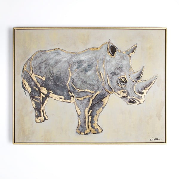 Ročno poslikana slika Graham & Brown Rhino, 80 x 60 cm
