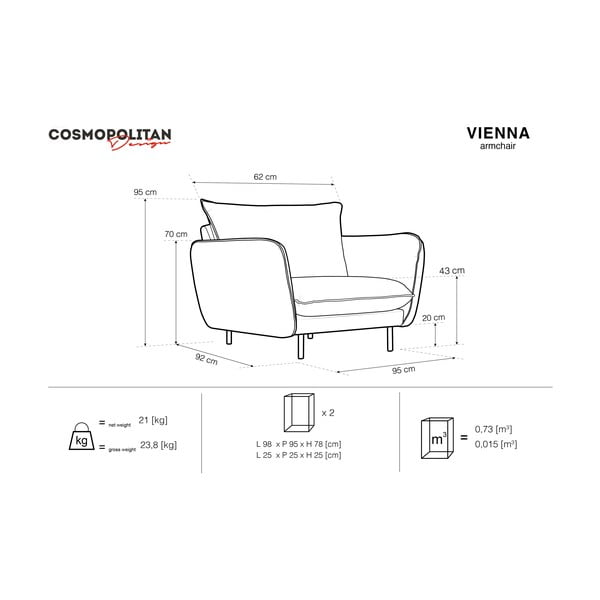 Temno siv fotelj Cosmopolitan Design Vienna-image-3