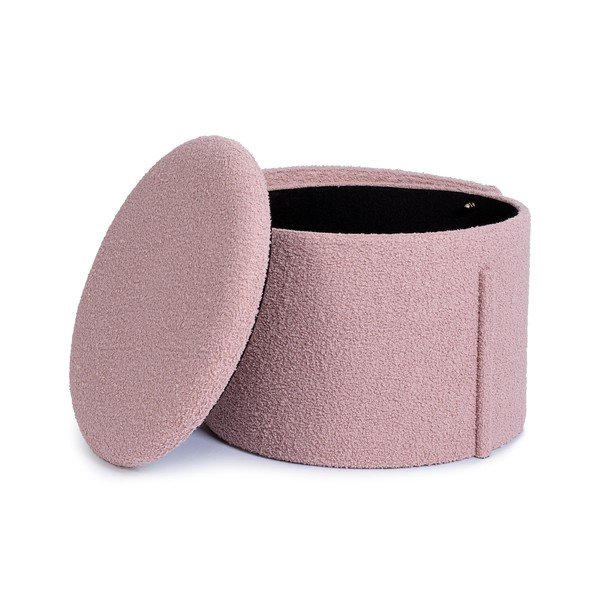 Prašno rožnat tabure iz tkanine bouclé Anthea – Yes Everyday-image-2