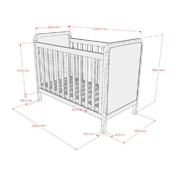 Otroška posteljica z nastavljivo višino 60x120 cm v naravni barvi Woods – Vipack-image-3