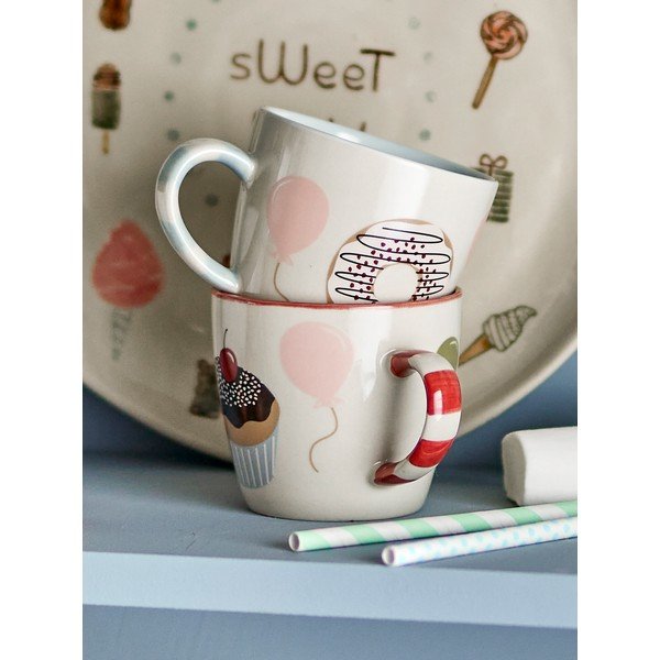 Kremno bele otroške skodelice v kompletu 2 ks iz kamenine 200 ml Darby – Bloomingville Mini-image-1