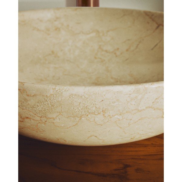 Bež kamnit okrogel umivalnik ø 40 cm Darnen – Kave Home-image-2