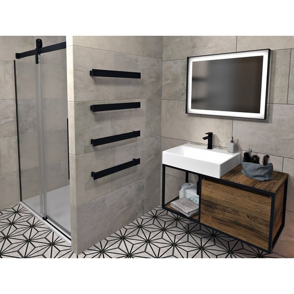 Mat črno stensko držalo za brisače Patron – Sapho-image-1