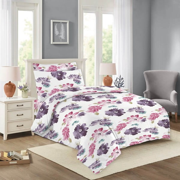 Rožnata/vijolična enojna bombažna posteljnina 140x200 cm Nela – Cotton House