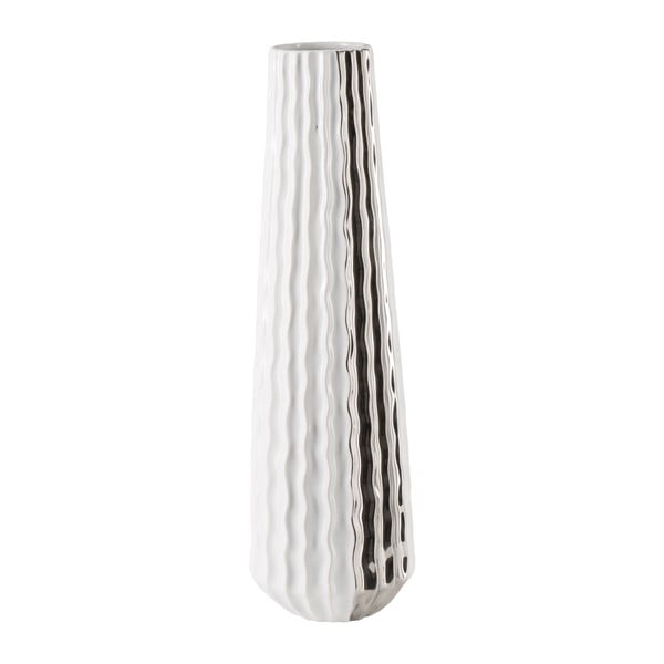 Bela in srebrna keramična vaza Mauro Ferretti Frise, višina 46 cm