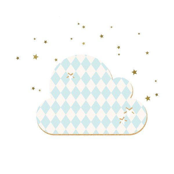 Dekorativna samolepilna oglasna deska Dekornik French Cloud Blue Stars, 57 x 40 cm