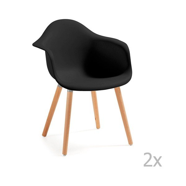 Komplet 2 črnih jedilnih stolov La Forma Kenna