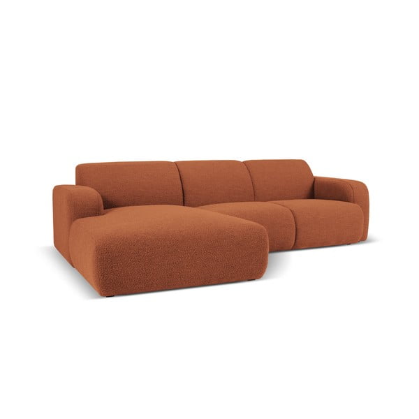 Rjava kotna sedežna garnitura iz tkanine bouclé (levi kot) Molino – Micadoni Home-image-2