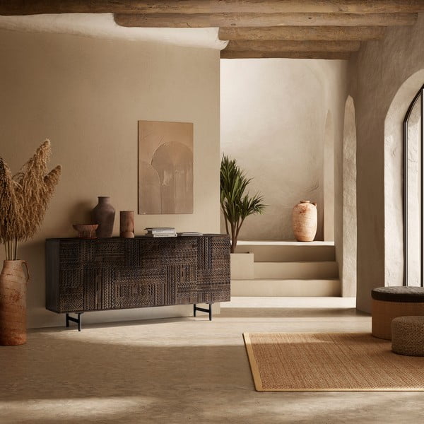 Temno rjava komoda iz masivnega manga 160x75x40 cm Kalai – MOME-image-1