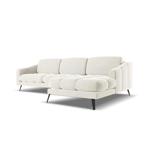 Kremno bela žametna kotna sedežna garnitura (desni kot) Nalu – Makamii-image-2