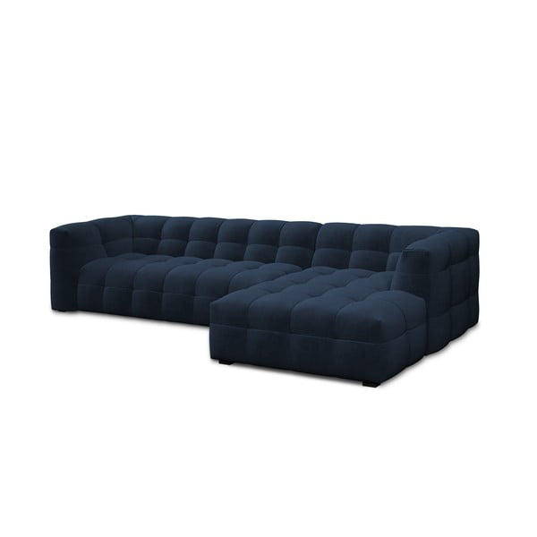 Modra žametna kotna sedežna garnitura Windsor & Co Sofas Vesta, desni kot-image-3