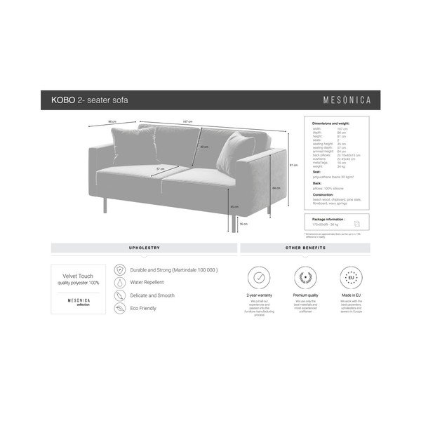 Modra žametna sedežna garnitura 167 cm Kobo – MESONICA-image-4