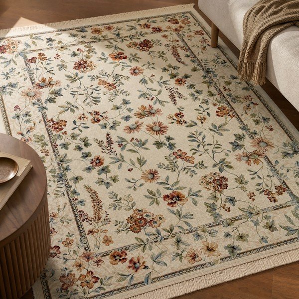 Kremno bela viskozna preproga 160x230 cm Oriental Flowers – Nouristan-image-1