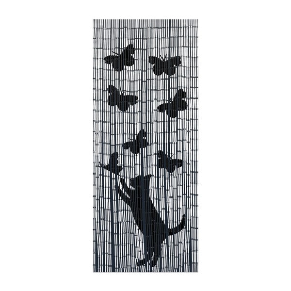 Črno-siva bambusova zavesa za vrata 200x90 cm Cat and Butterfly - Maximex