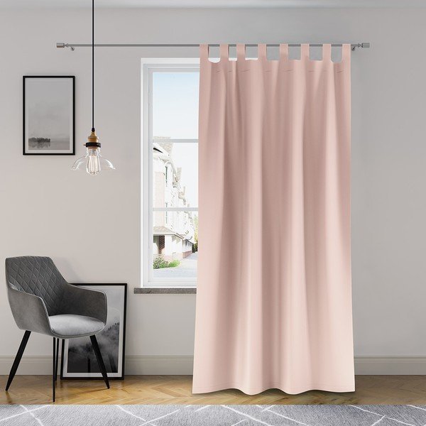 Pudrasto rožnata AmeliaHome zavesa Tab, 140 x 250 cm-image-1