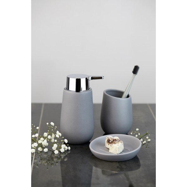 Siv keramičen dozirnik za milo 320 ml Badi – Wenko-image-1