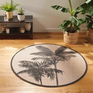 Črna/bež pralna okrogla preproga ø 120 cm Tropic – douceur d'intérieur