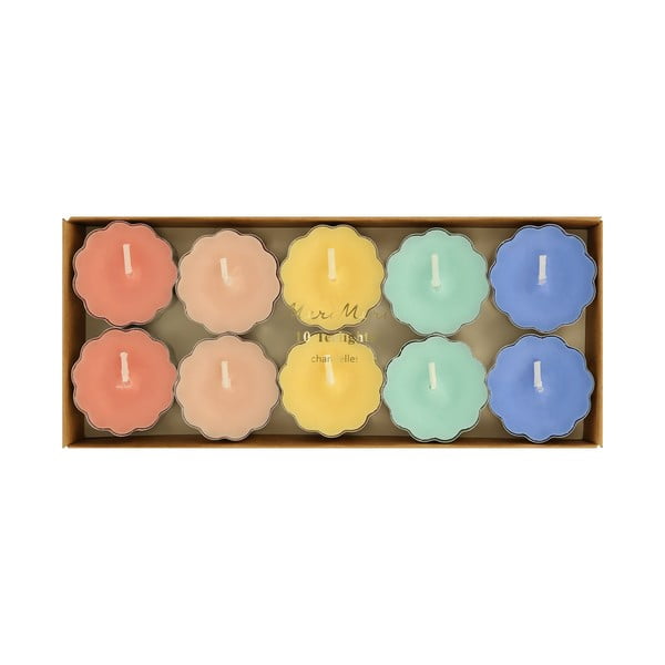 Čajne sveče v kompletu 10 ks čas gorenja 4,5 h Rainbow – Meri Meri