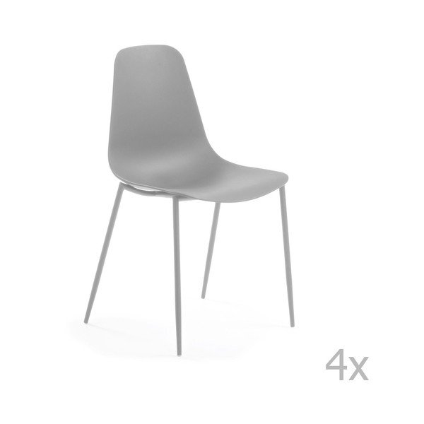 Komplet 4 sivih jedilnih stolov La Forma Wassu