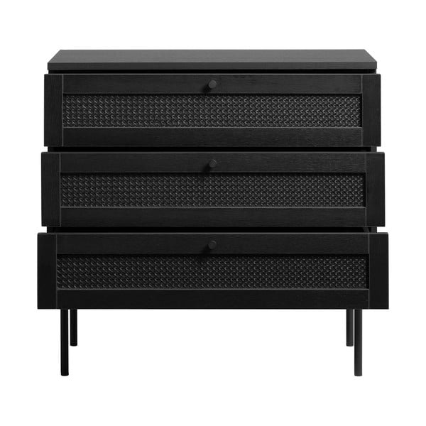 Črna nizka komoda v hrastovem dekorju 80x75 cm Pensacola – Unique Furniture-image-4