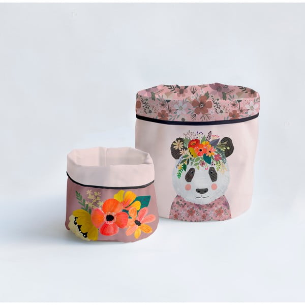 Tekstilne košare v kompletu 2 ks Floral Panda – Little Nice Things