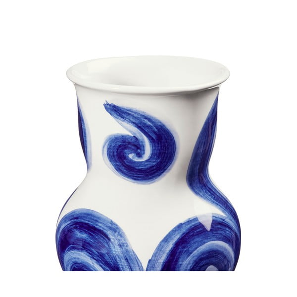 Modra lončena ročno poslikana vaza Tulle – Kähler Design-image-3