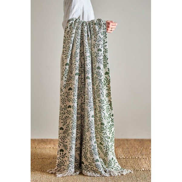 Zelena/kremno bela odeja iz recikliranega bombaža 130x160 cm Maribelle – Bloomingville-image-2