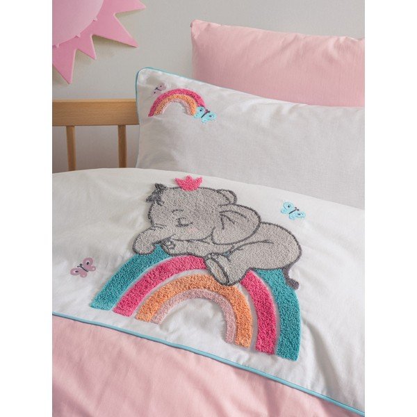 4-delna belo-rožnata bombažna otroška posteljnina z rjuho 100x150 cm Lucky – Mijolnir-image-2