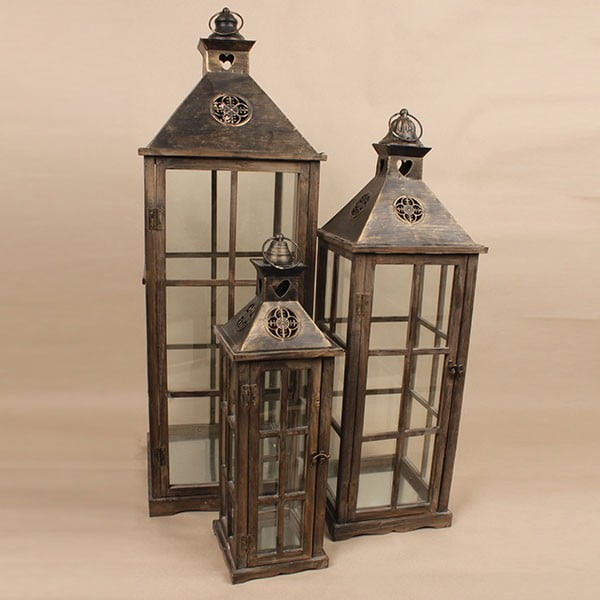 Komplet 3 lesenih svetilk Dakls Vintage Black