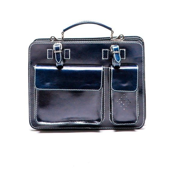 Modra usnjena torbica Luisa Vannini